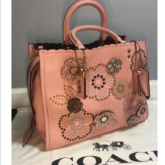 Coach Handbags - Coach Embellished Pink Leather Satchel